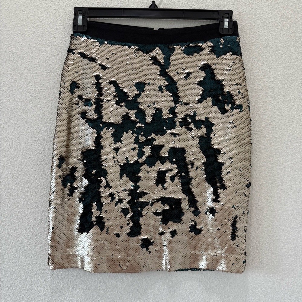 mark. Sequin Pencil Skirt - Dark green and Cream(gold)